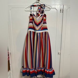 ModCloth Colorful Stripe Halter Dress